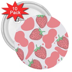 Strawberry Cow Pet 3  Buttons (10 Pack)  by Magicworlddreamarts1