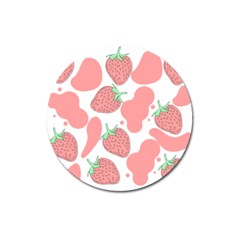 Strawberry Cow Pet Magnet 3  (round)