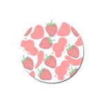 Strawberry Cow Pet Magnet 3  (Round) Front