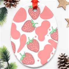 Strawberry Cow Pet Oval Ornament (two Sides)