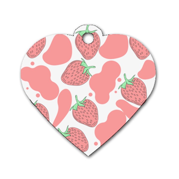 Strawberry Cow Pet Dog Tag Heart (Two Sides)