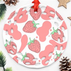 Strawberry Cow Pet Ornament (round Filigree)