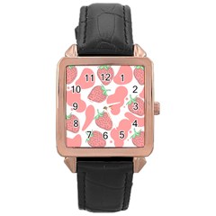 Strawberry Cow Pet Rose Gold Leather Watch  by Magicworlddreamarts1