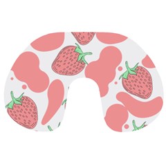 Strawberry Cow Pet Travel Neck Pillow by Magicworlddreamarts1