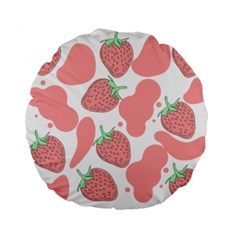 Strawberry Cow Pet Standard 15  Premium Flano Round Cushions by Magicworlddreamarts1