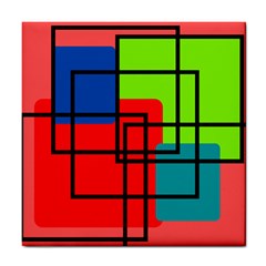 Colorful Rectangle Boxes Tile Coaster by Magicworlddreamarts1