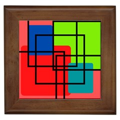 Colorful Rectangle Boxes Framed Tile by Magicworlddreamarts1