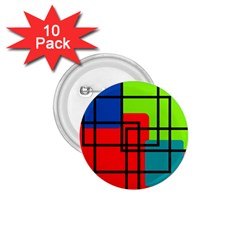 Colorful Rectangle Boxes 1 75  Buttons (10 Pack)