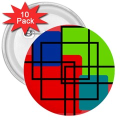 Colorful Rectangle Boxes 3  Buttons (10 Pack) 