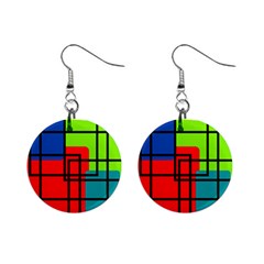 Colorful Rectangle Boxes Mini Button Earrings