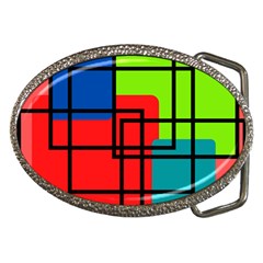 Colorful Rectangle Boxes Belt Buckles