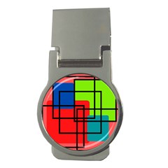 Colorful Rectangle Boxes Money Clips (round) 