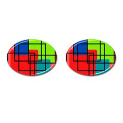 Colorful Rectangle Boxes Cufflinks (oval)