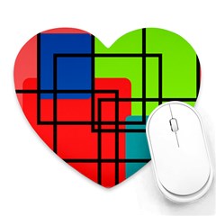 Colorful Rectangle Boxes Heart Mousepads by Magicworlddreamarts1