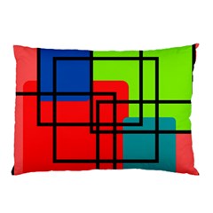 Colorful Rectangle Boxes Pillow Case by Magicworlddreamarts1