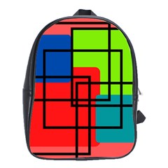 Colorful Rectangle Boxes School Bag (large) by Magicworlddreamarts1