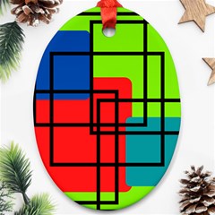 Colorful Rectangle Boxes Ornament (oval)