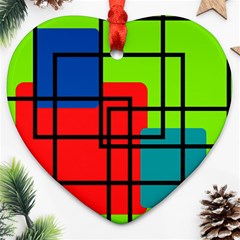 Colorful Rectangle Boxes Ornament (heart)