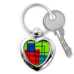 Colorful Rectangle Boxes Key Chain (heart) by Magicworlddreamarts1