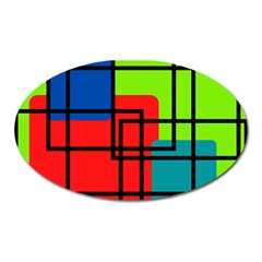 Colorful Rectangle Boxes Oval Magnet by Magicworlddreamarts1