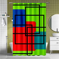 Colorful Rectangle Boxes Shower Curtain 48  X 72  (small)  by Magicworlddreamarts1