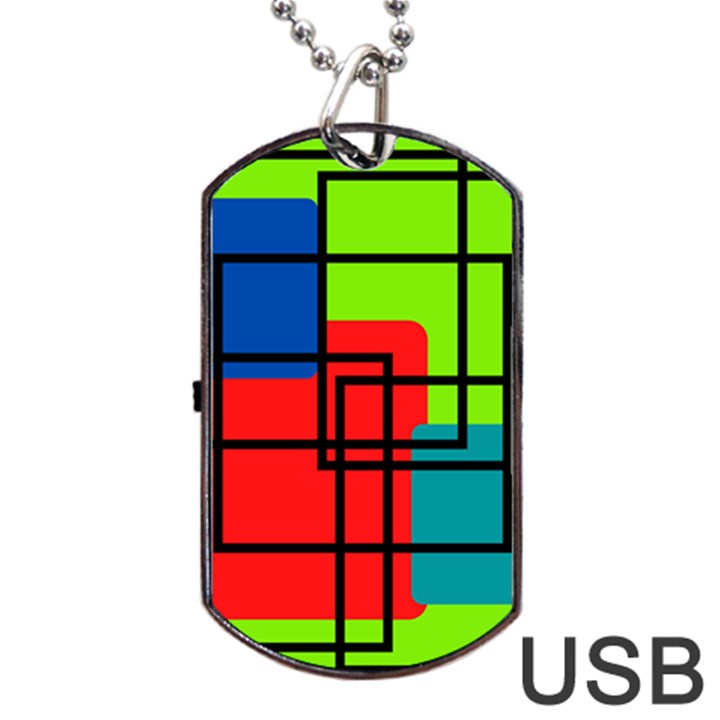 Colorful Rectangle boxes Dog Tag USB Flash (One Side)