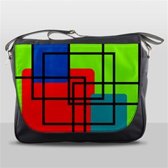 Colorful Rectangle Boxes Messenger Bag by Magicworlddreamarts1