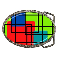 Colorful Rectangle Boxes Belt Buckles by Magicworlddreamarts1