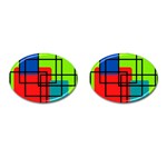 Colorful Rectangle boxes Cufflinks (Oval) Front(Pair)