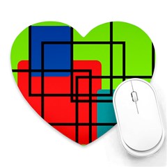 Colorful Rectangle Boxes Heart Mousepads by Magicworlddreamarts1