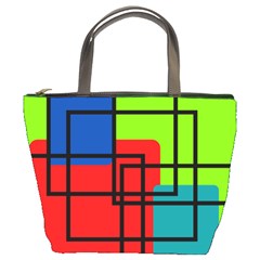 Colorful Rectangle Boxes Bucket Bag by Magicworlddreamarts1