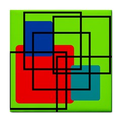 Colorful Rectangle Boxes Tile Coaster by Magicworlddreamarts1