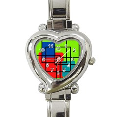 Colorful Rectangle Boxes Heart Italian Charm Watch by Magicworlddreamarts1