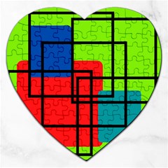 Colorful Rectangle Boxes Jigsaw Puzzle (heart) by Magicworlddreamarts1