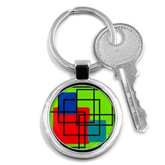 Colorful Rectangle Boxes Key Chain (round) by Magicworlddreamarts1