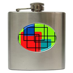 Colorful Rectangle Boxes Hip Flask (6 Oz) by Magicworlddreamarts1