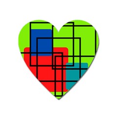 Colorful Rectangle Boxes Heart Magnet by Magicworlddreamarts1