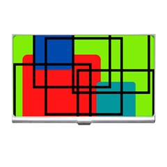 Colorful Rectangle Boxes Business Card Holder by Magicworlddreamarts1