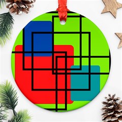 Colorful Rectangle Boxes Round Ornament (two Sides)