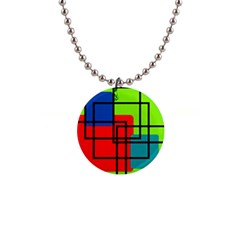 Colorful Rectangle Boxes 1  Button Necklace by Magicworlddreamarts1