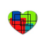 Colorful Rectangle boxes Rubber Coaster (Heart)  Front