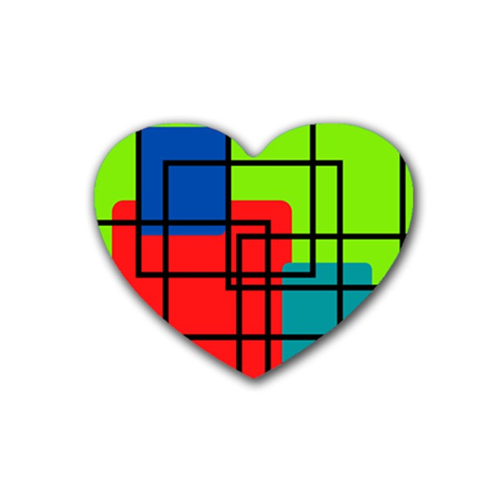 Colorful Rectangle boxes Heart Coaster (4 pack) 