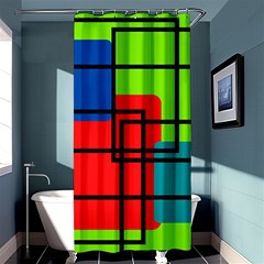 Colorful Rectangle Boxes Shower Curtain 36  X 72  (stall)  by Magicworlddreamarts1