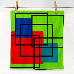 Colorful Rectangle Boxes Face Towel by Magicworlddreamarts1