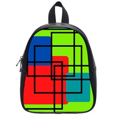 Colorful Rectangle Boxes School Bag (small)