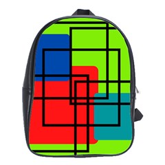 Colorful Rectangle Boxes School Bag (large) by Magicworlddreamarts1