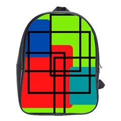 Colorful Rectangle Boxes School Bag (xl) by Magicworlddreamarts1