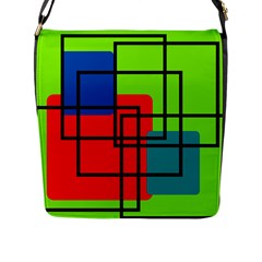 Colorful Rectangle Boxes Flap Closure Messenger Bag (l) by Magicworlddreamarts1