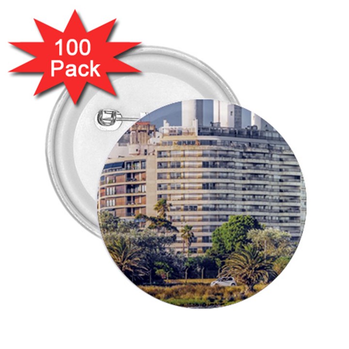 Urban Coastal Scene, Montevideo Uruguay 2.25  Buttons (100 pack) 