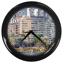 Urban Coastal Scene, Montevideo Uruguay Wall Clock (black) by dflcprintsclothing